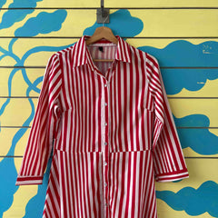 Vestido de rayas rojas talla L