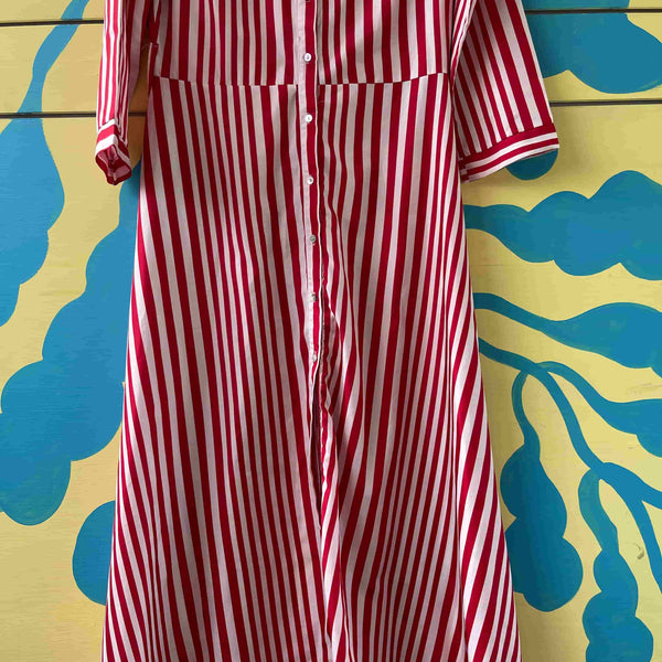 Vestido de rayas rojas talla L - Secondary