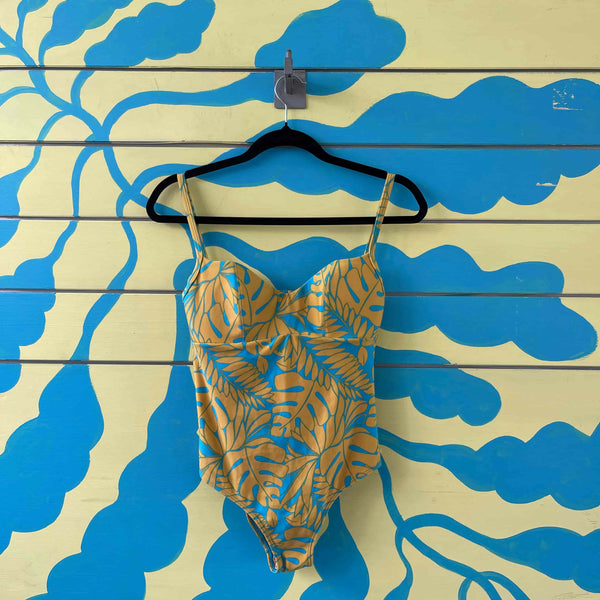 Vestido de baño entero amarillo y azul talla M