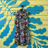 vestido Negro con arabescosrosa,blancos y azul talla M