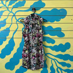 vestido Negro con arabescosrosa,blancos y azul talla M - Thumbnail 1