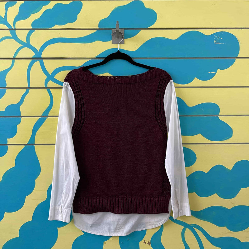 Camiseta tejida vinitinto con camisa blanca talla M - Image 2