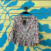 Camisa blanca flores rosa talla XS