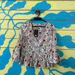 Camisa blanca flores rosa talla XS - Thumbnail 1