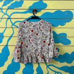 Camisa blanca flores rosa talla XS - Thumbnail 2
