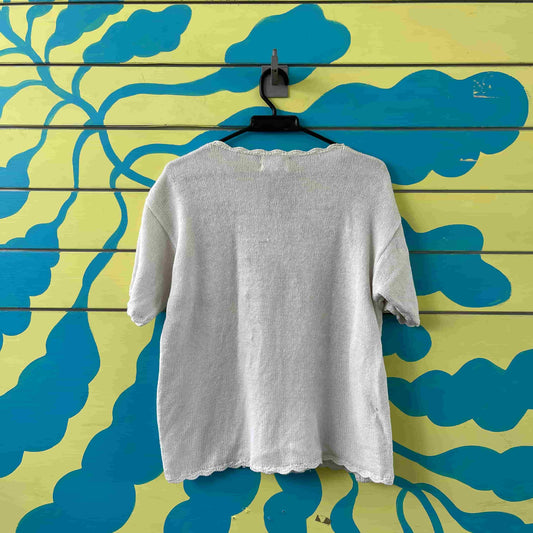 Camiseta  blanca tejida en cinta talla L