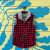 Chaleco peludo de cuadros rojos y negros talla S