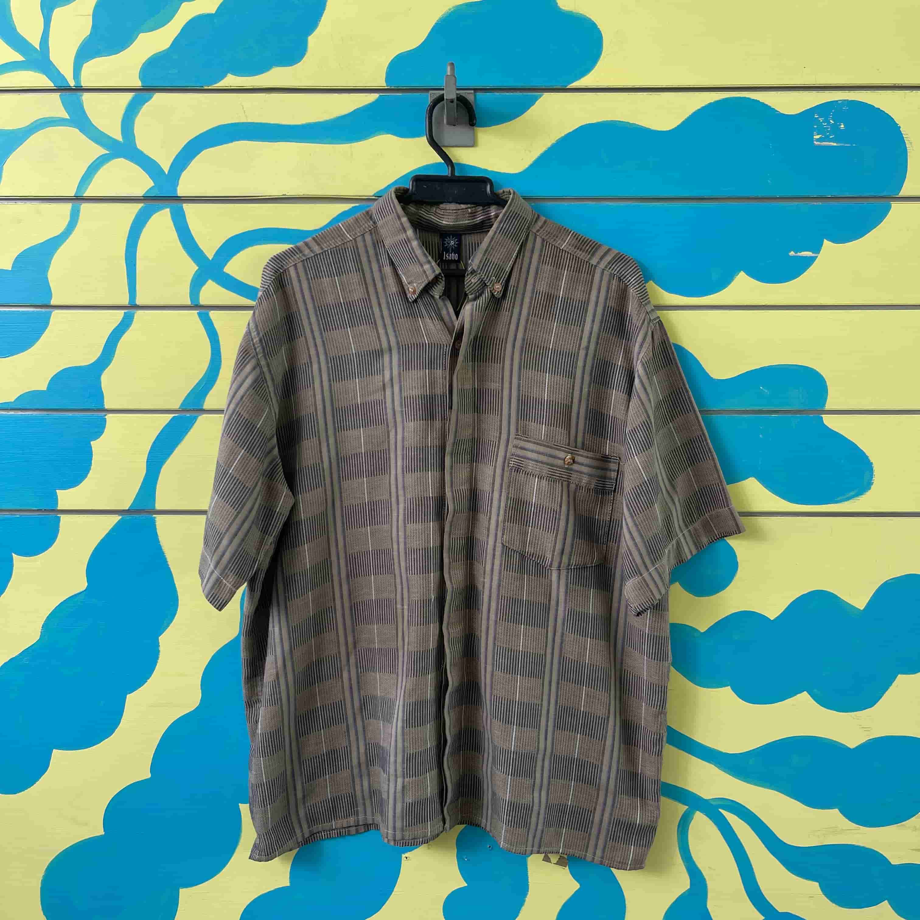 Camisa de hombre cafe rayas negras talla L
