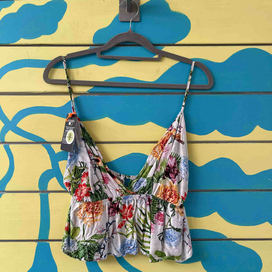 Croptop Blanco de flores talla L