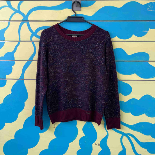 Camiseta tejida vinitinto con plateado tejido talla M