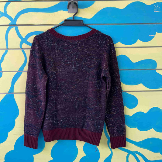 Camiseta tejida vinitinto con plateado tejido talla M