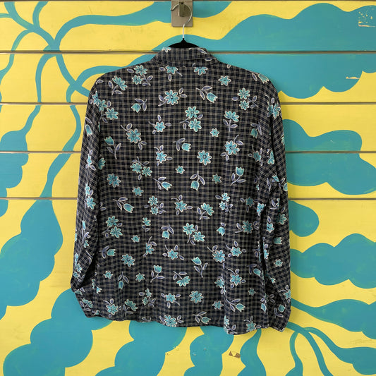 Camisa azul de flores azules talla L