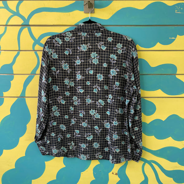 Camisa azul de flores azules talla L - Secondary