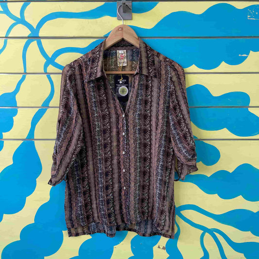 Camisa cafe animal print talla 10