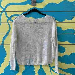 Camiseta blanca tejida puntos plateados talla 8