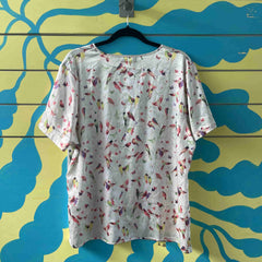 Camisa blanca con pajaritos talla L