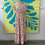 Vestido blanco de flores naranja y amarillo talla M - Thumbnail 1