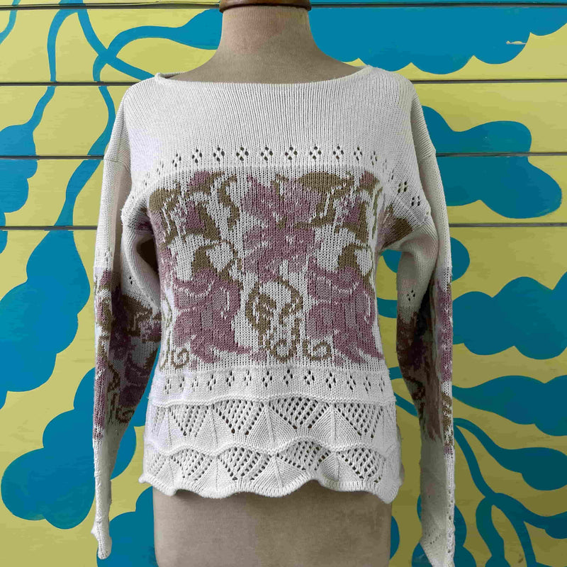 Saco blanco de flores rosa talla M - Image 1