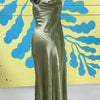 Vestido verde con flor talla s
