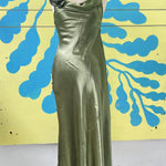 Vestido verde con flor talla s - Thumbnail 1