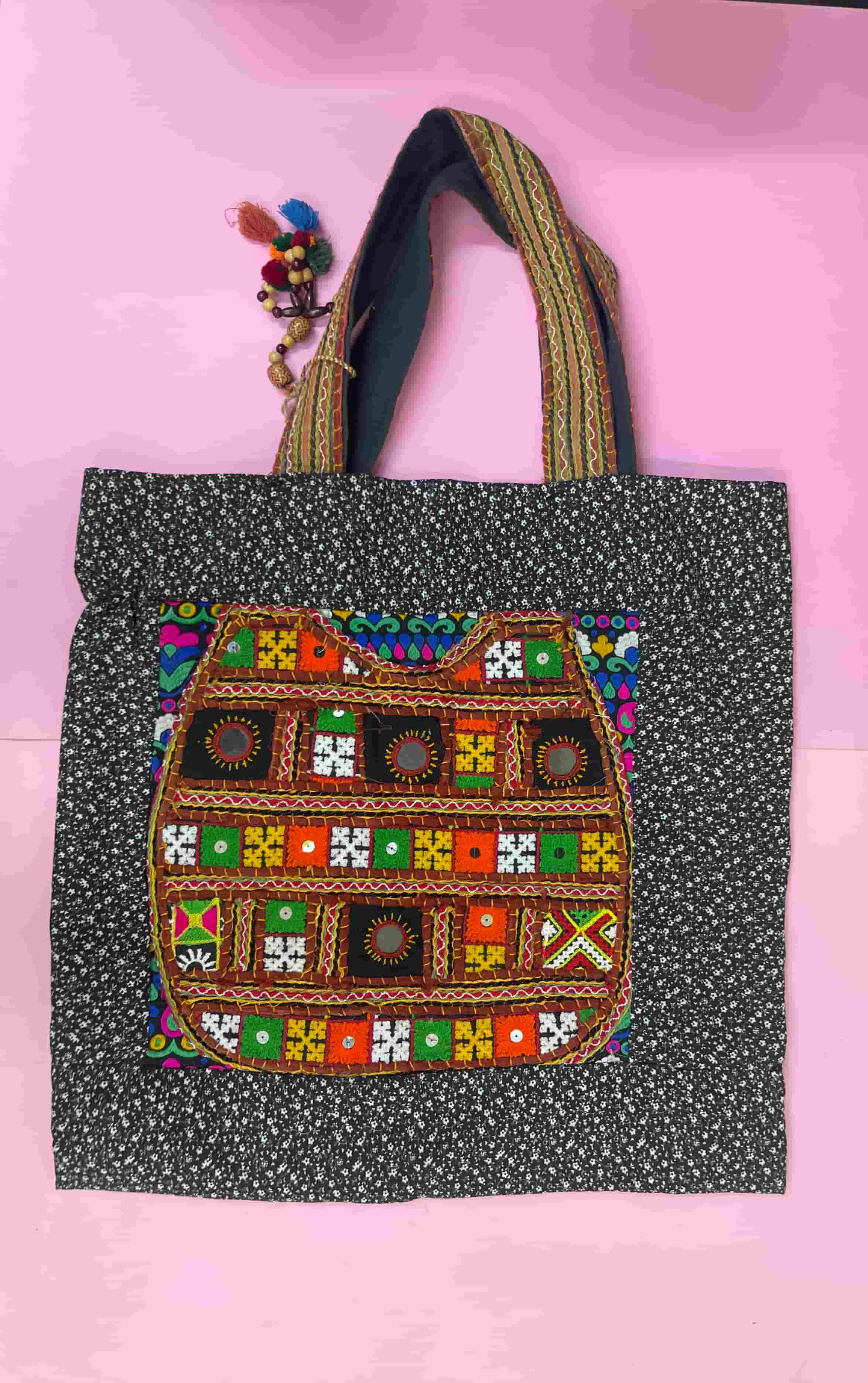 Bolso de tela con tejido - Gallery 1