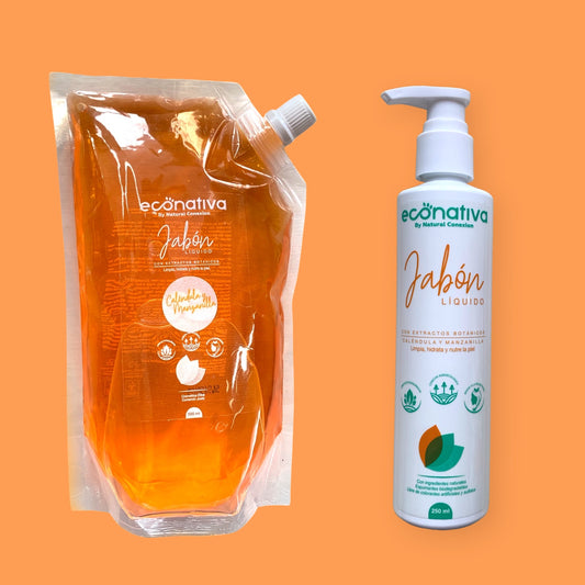
Jabón Líquido de Caléndula y Manzanilla + Refill 250 ml./500ml. Natural Conexion