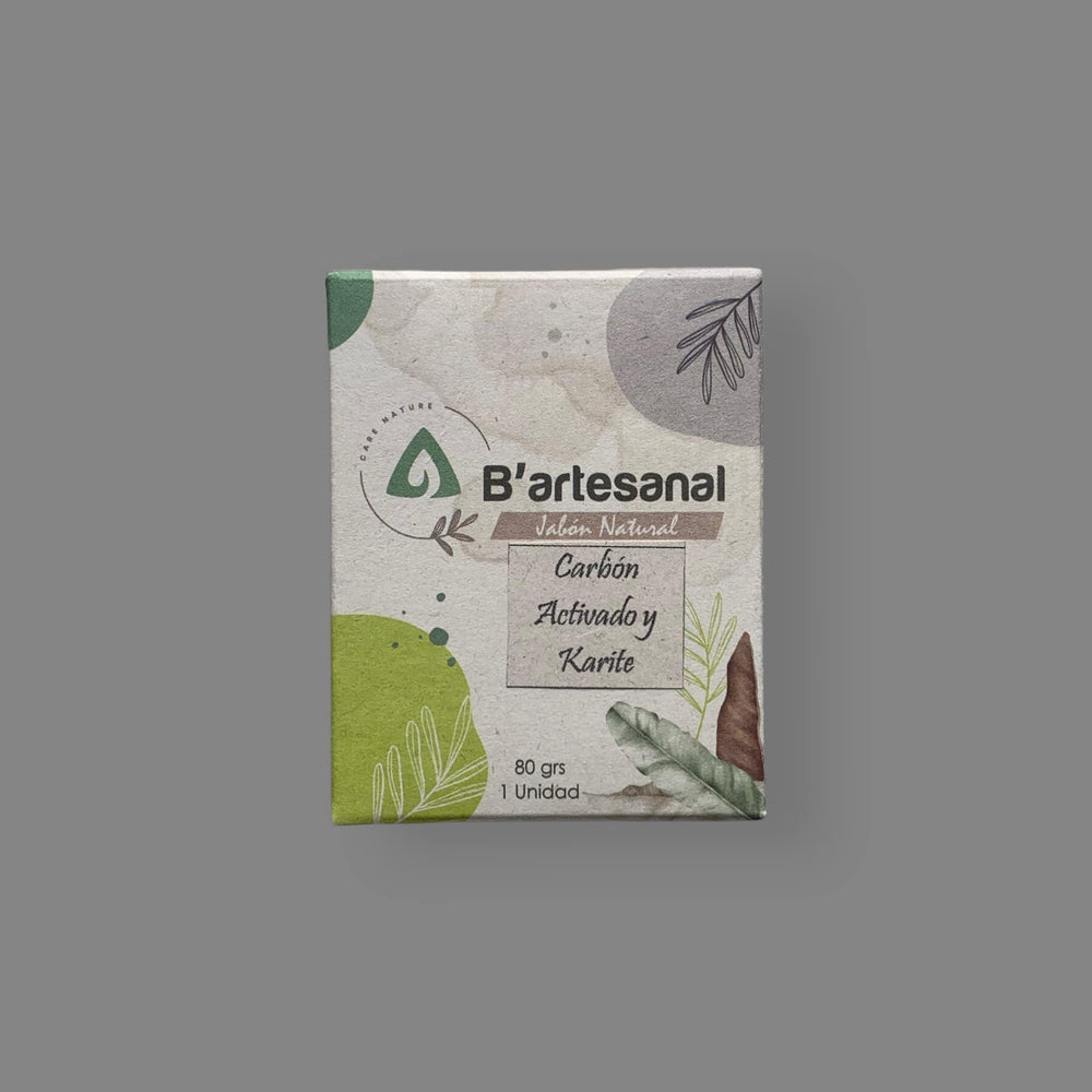 Jabón de Carbón Activado y Manteca de Karité Artesanal 80 gr. B'artesanal