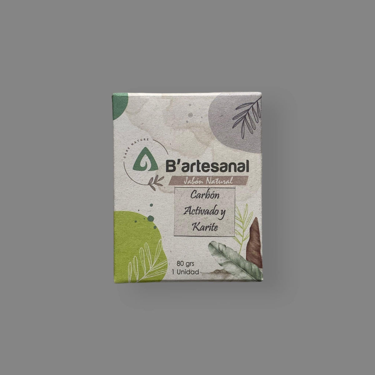 Jabón de Carbón Activado y Manteca de Karité Artesanal 80 gr. B'artesanal
