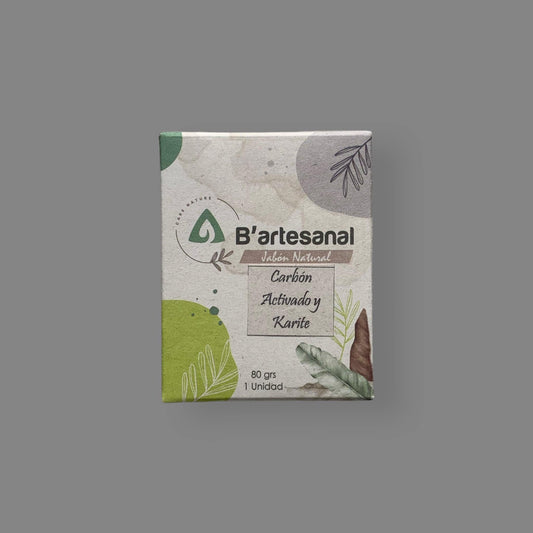 Jabón de Carbón Activado y Manteca de Karité Artesanal 80 gr. B'artesanal