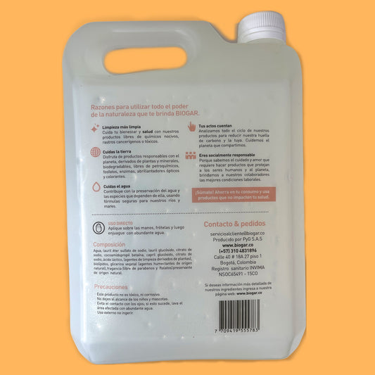 Jabón de Manos Ecológico Hoja de Mango Biogar 1 Galón.