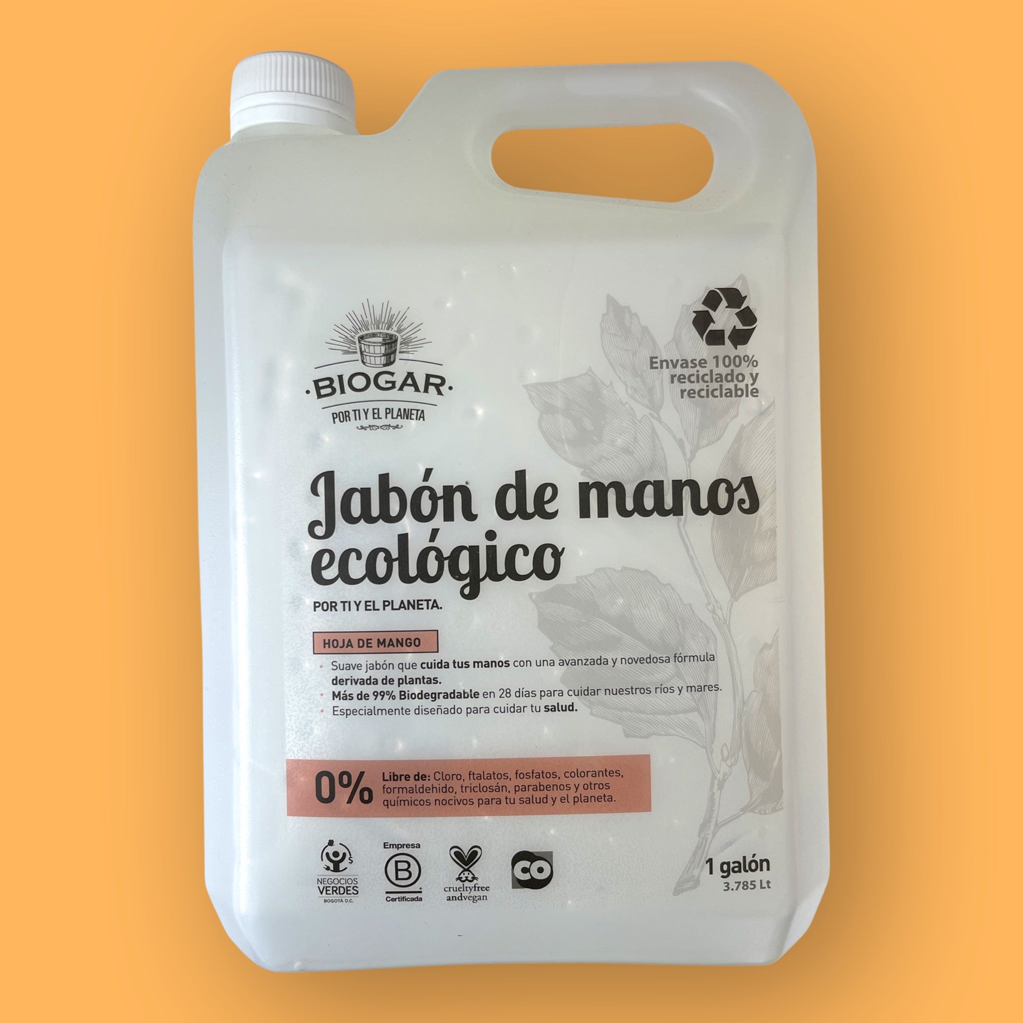 Jabón de Manos Ecológico Hoja de Mango Biogar 1 Galón.