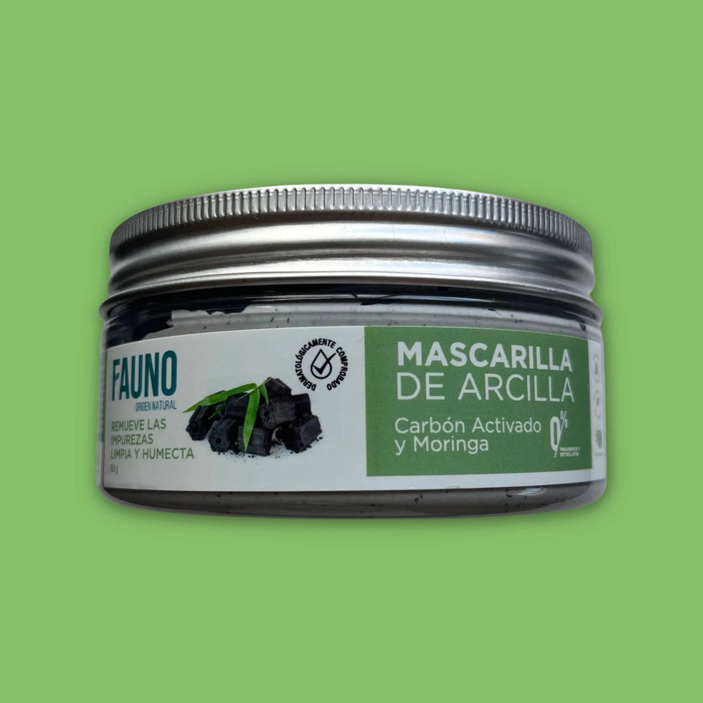 Mascarilla de Arcilla con Carbón Activado y Moringa Fauno 150 gr