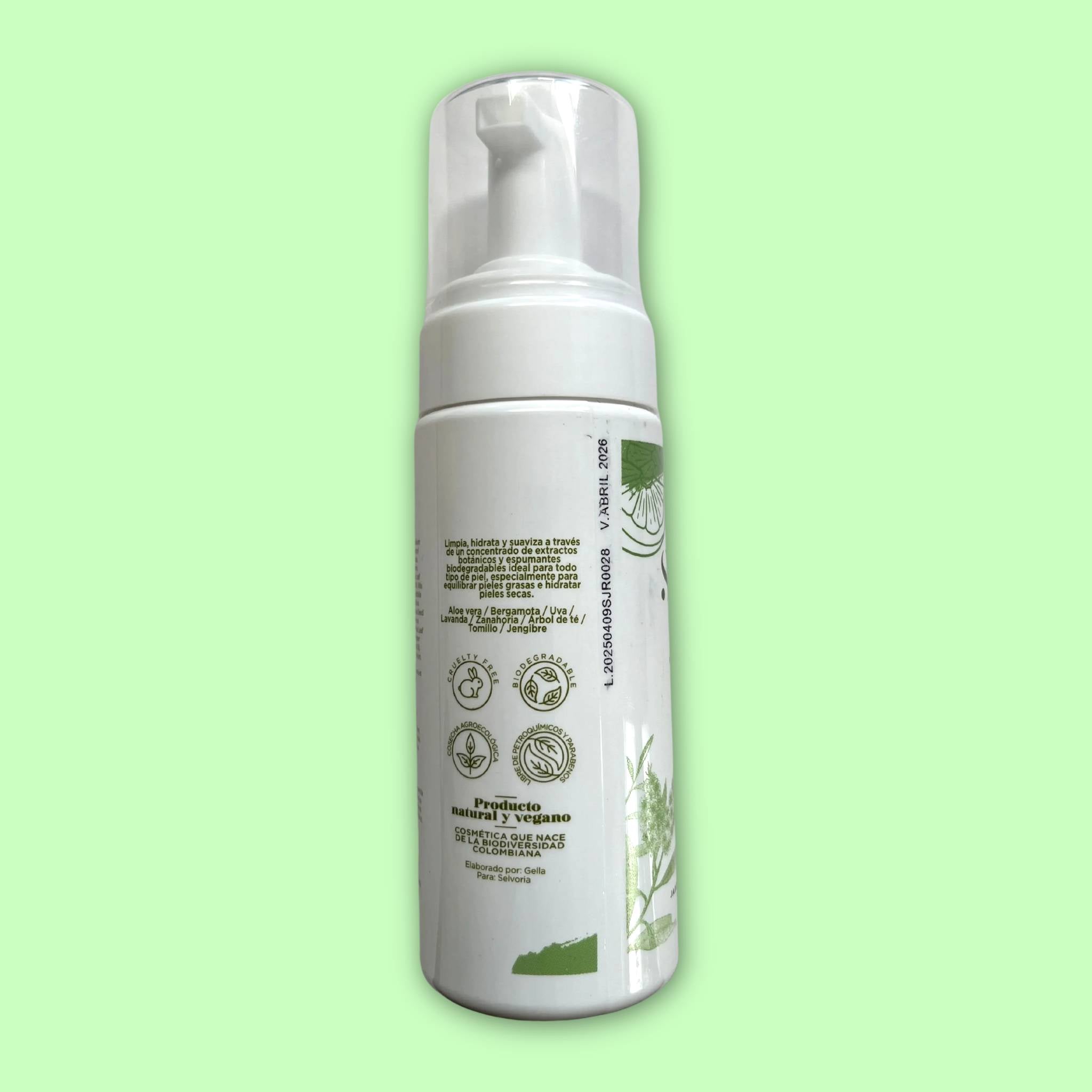 Mousse para limpieza Facial Selvoria 150 ml.