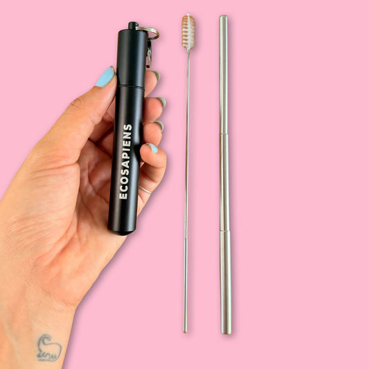 Pitillo Reutilizable de Acero Inoxidable Portátil con Llavero | Pitillo Ecológico para Llevar Ecosapiens