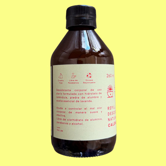Recarga Desodorante Natural en Spray Caléndula y Lavanda Hijas de la Tierra 260 ml.