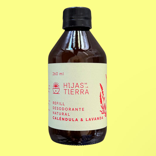 Recarga Desodorante Natural en Spray Caléndula y Lavanda Hijas de la Tierra 260 ml.