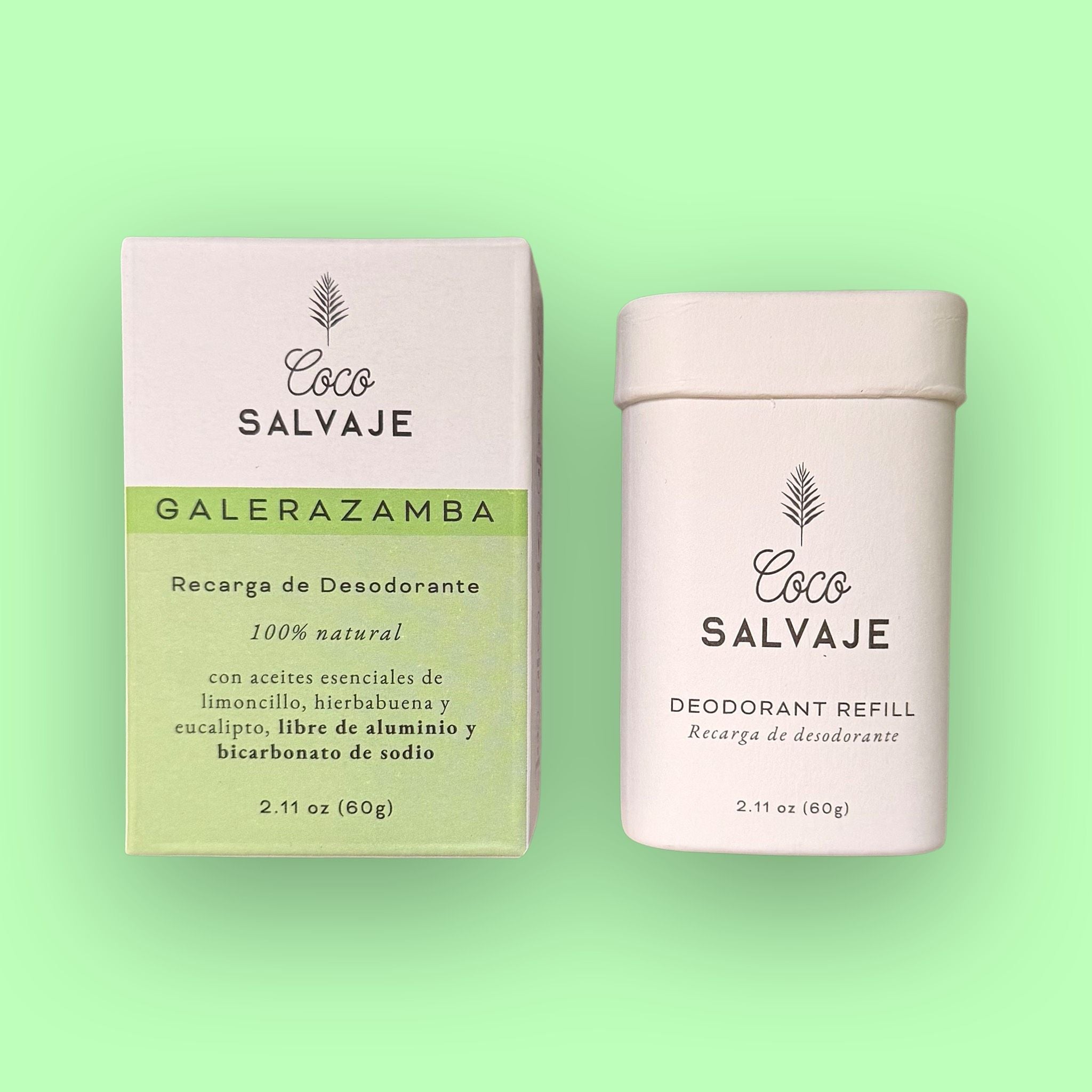 Recarga Desodorante en Barra Galerazamba con aroma cítrico herbal Coco Salvaje 60 gr.