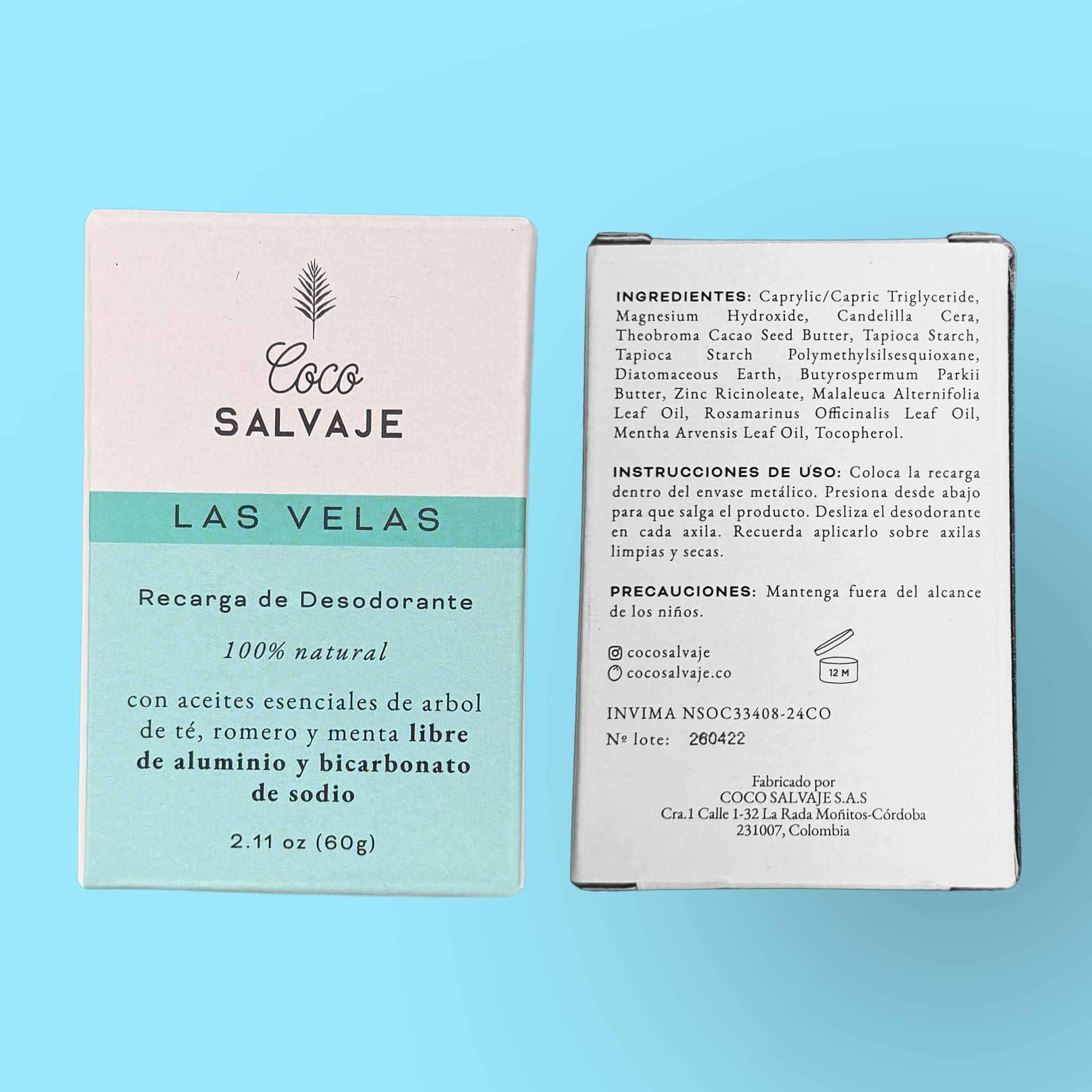 Recarga Desodorante en barra Las Velas Coco Salvaje 60 gr.