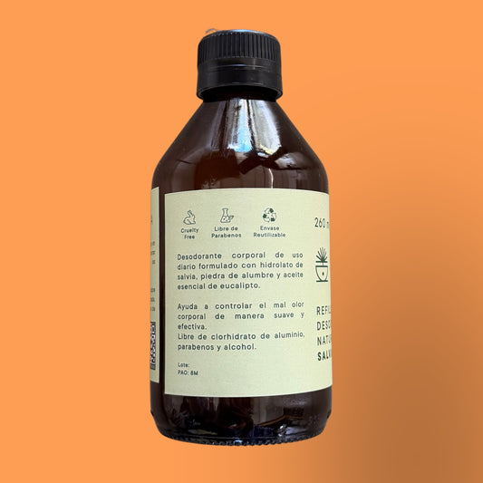 Recarga desodorante Natural en Spray de Salvia y Eucalipto Hijas de la Tierra 60 ml.