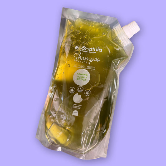 Repuesto Shampoo Natural Romero, Quina y Ortiga Econativa 500 ml.