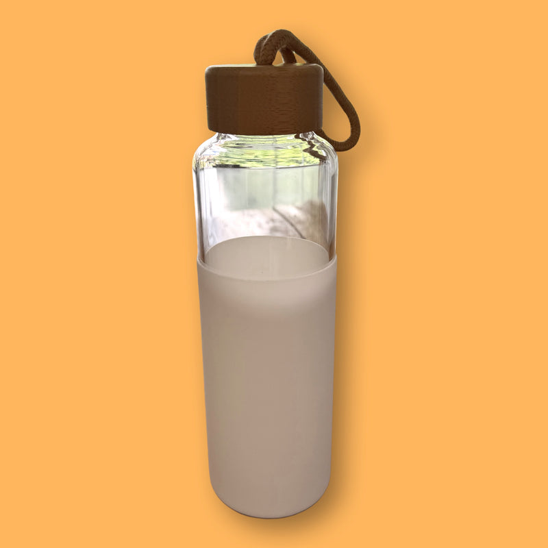 Termo de Vidrio 500 ml con Funda de Silicona | Botella Reutilizable con Tapa de Bambú - Image 4