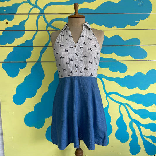 Vestido Manga Sisa Zebras y Falda Jean