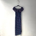 Vestido Azul Flores Largo - Thumbnail 1