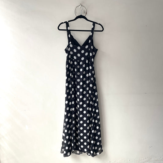 Vestido Negro Tiras Lunares Blancos Grandes