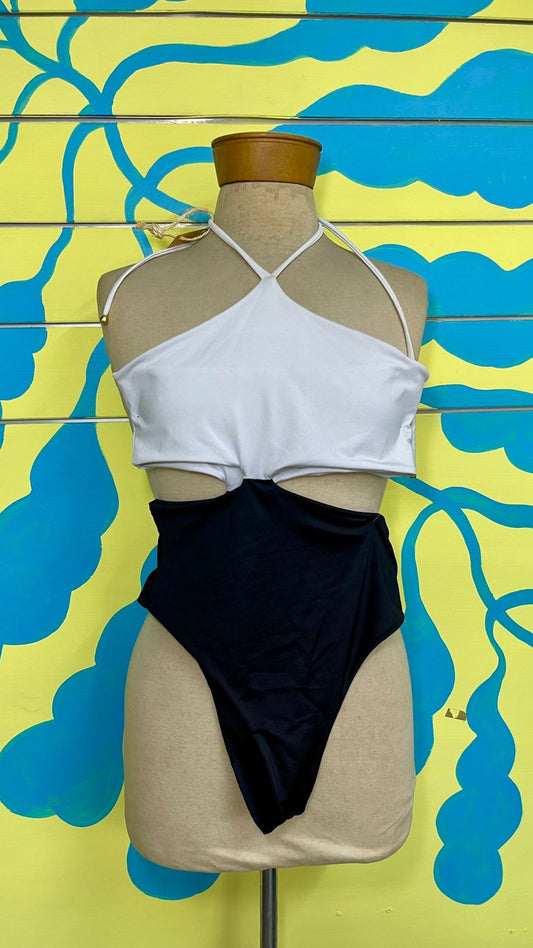 Vestido de Baño Blanco con Negro Nuevo