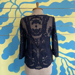 Camisa Encaje Azul Oscura - Thumbnail 4