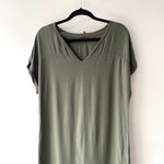 Vestido o Camisa Larga Cuello V Verde Militar - Thumbnail 3