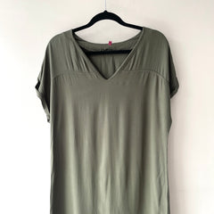 Vestido o Camisa Larga Cuello V Verde Militar