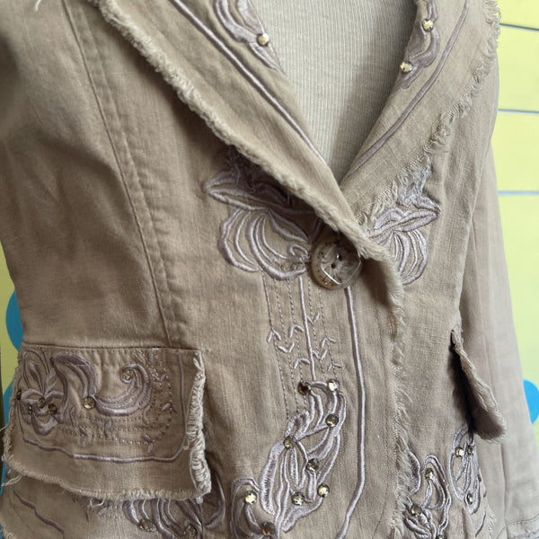 Chaqueta Caqui con Bordados - Secondary