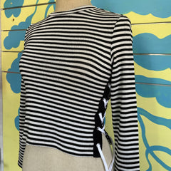 Camisa Manga Larga Rayas y Cintas